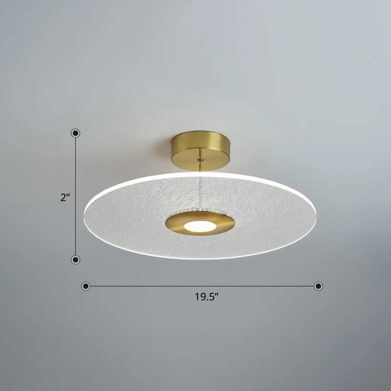Nieuwigheid Eenvoudig schijfvormig semi-inbouw acryl slaapkamer LED-plafondgemonteerd licht goud Clearhalo