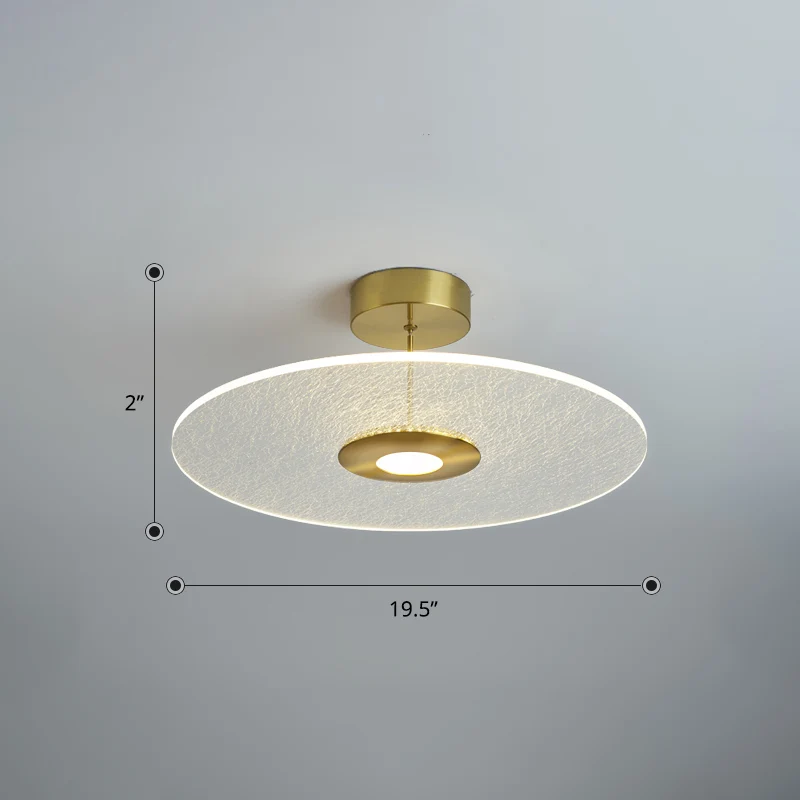 Nieuwigheid Eenvoudig schijfvormig semi-inbouw acryl slaapkamer LED-plafondgemonteerd licht goud Clearhalo