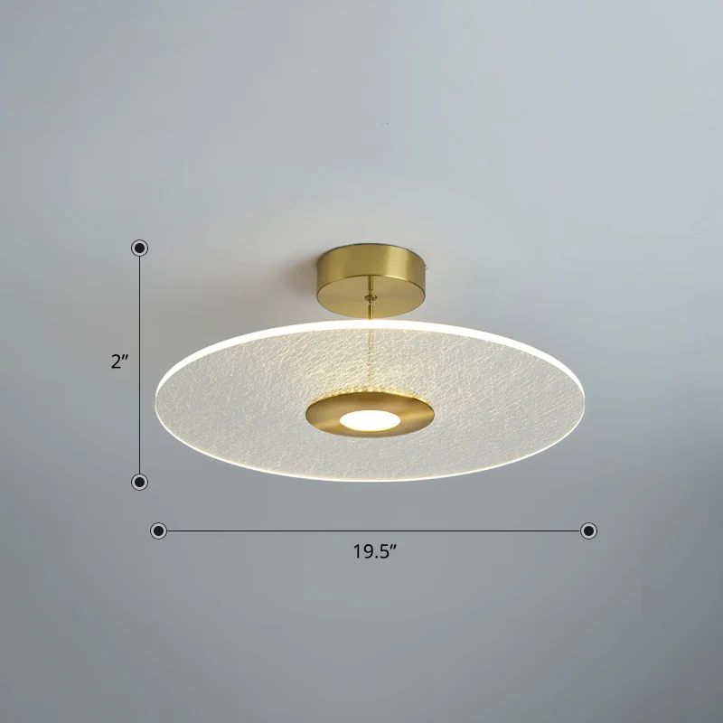 Nieuwigheid Eenvoudig schijfvormig semi-inbouw acryl slaapkamer LED-plafondgemonteerd licht goud Clearhalo