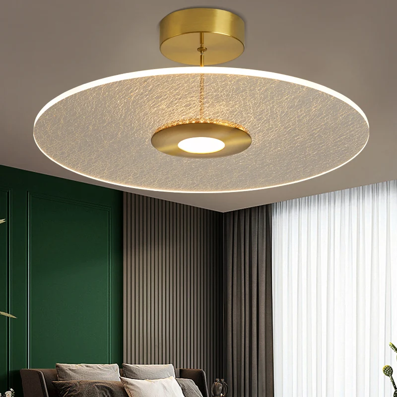 Nieuwigheid Eenvoudig schijfvormig semi-inbouw acryl slaapkamer LED-plafondgemonteerd licht goud Clearhalo