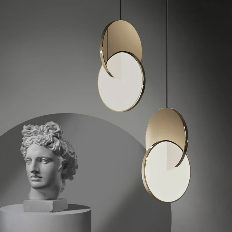 Nieuwigheid Minimalistische LED-slingerlamp Chroom/goud Vergrendelde schijfplafondhanglamp met acrylkap, 7"/10" W Clearhalo