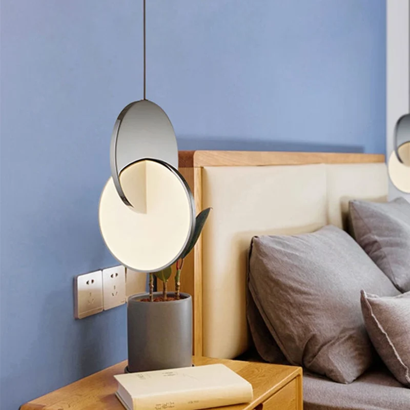 Nieuwigheid Minimalistische LED-slingerlamp Chroom/goud Vergrendelde schijfplafondhanglamp met acrylkap, 7"/10" W Clearhalo