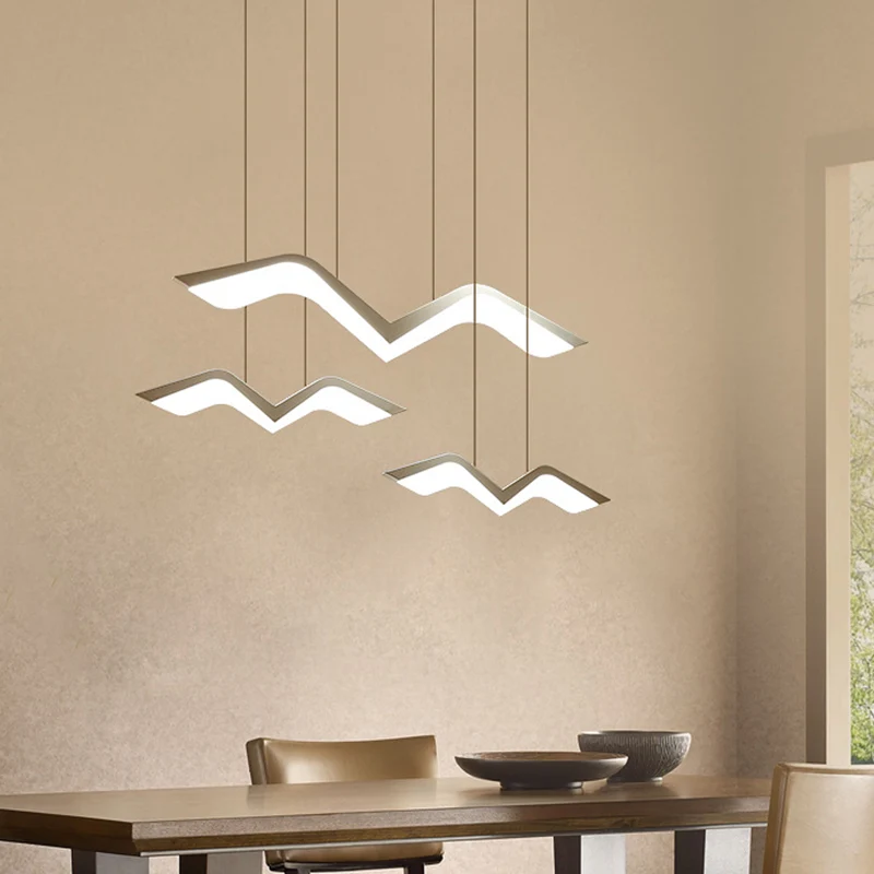 Nieuwigheid Moderne Meeuwvormige Hanglamp Acryl 2/3/5 Hoofden Eetkamer LED Cluster Hanger Warm/Wit Licht Clearhalo