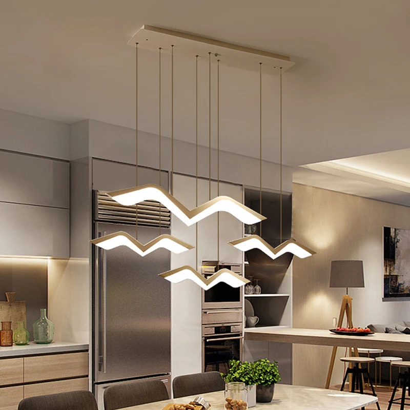 Nieuwigheid Moderne Meeuwvormige Hanglamp Acryl 2/3/5 Hoofden Eetkamer LED Cluster Hanger Warm/Wit Licht Clearhalo