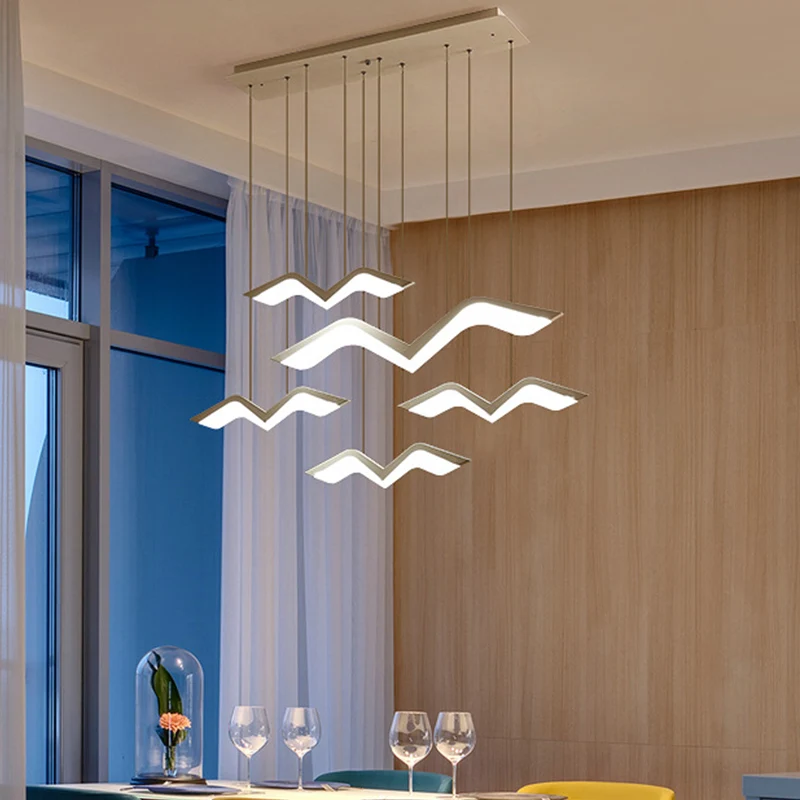 Nieuwigheid Moderne Meeuwvormige Hanglamp Acryl 2/3/5 Hoofden Eetkamer LED Cluster Hanger Warm/Wit Licht Clearhalo