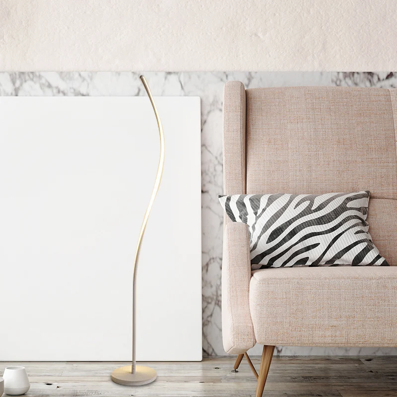 Noordse gebogen staande lamp metalen woonkamer LED-vloerleeslamp zwart/wit Clearhalo