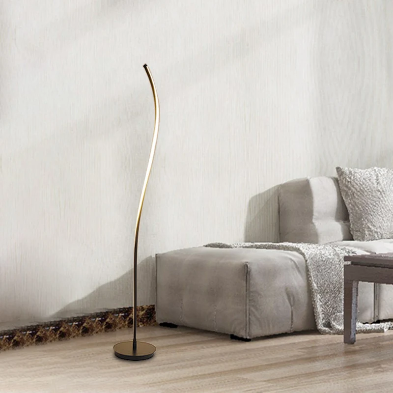 Noordse gebogen staande lamp metalen woonkamer LED-vloerleeslamp zwart/wit Clearhalo