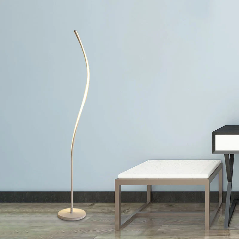 Noordse gebogen staande lamp metalen woonkamer LED-vloerleeslamp zwart/wit Clearhalo
