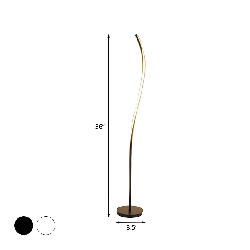 Noordse gebogen staande lamp metalen woonkamer LED-vloerleeslamp zwart/wit Clearhalo