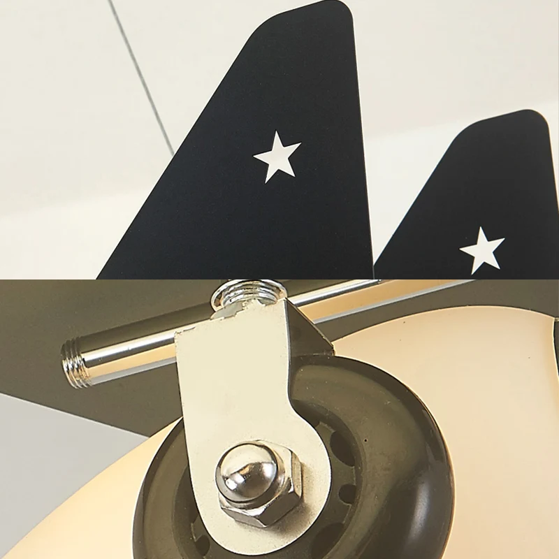 Noordse gevechtsvliegtuig kroonluchter metalen hangende plafondlamp zwart voor eetkamer Clearhalo