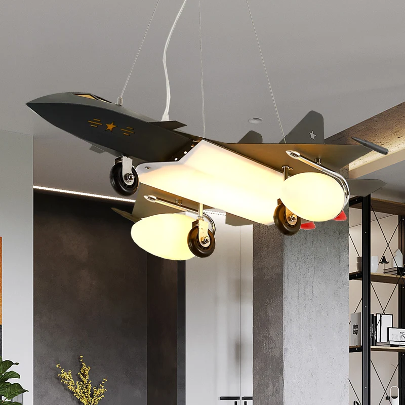 Noordse gevechtsvliegtuig kroonluchter metalen hangende plafondlamp zwart voor eetkamer Clearhalo