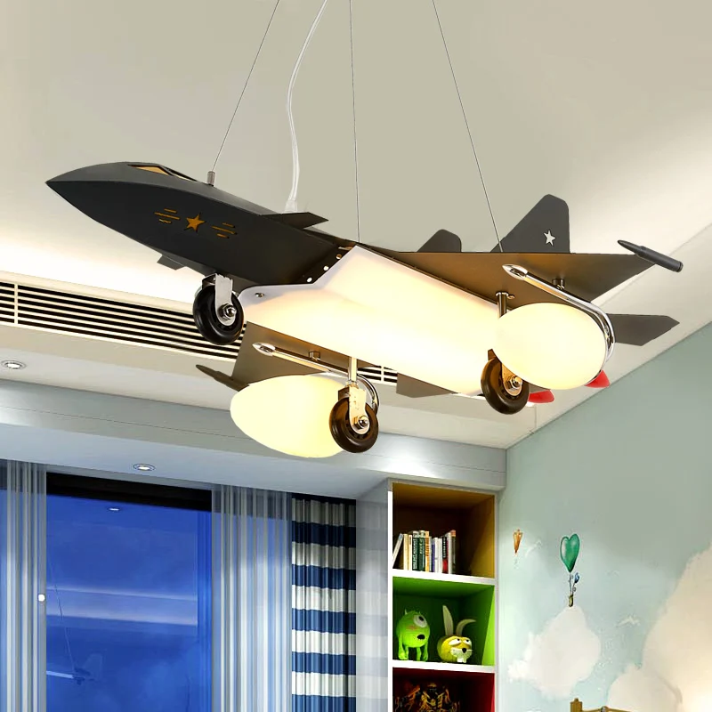 Noordse gevechtsvliegtuig kroonluchter metalen hangende plafondlamp zwart voor eetkamer Clearhalo