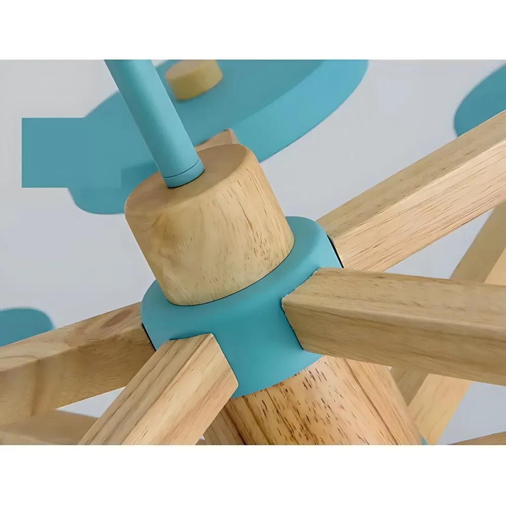Noordse Macaron gekleurde kroonluchter rond 2 lagen hout en acryl hanglamp Clearhalo