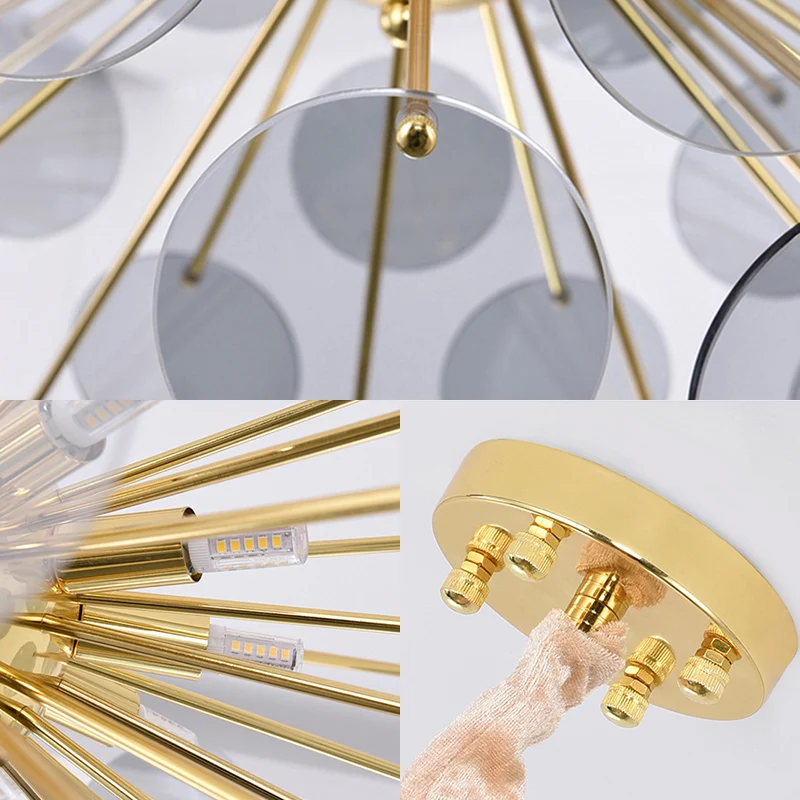 Noordse Sputnik kroonluchter hanglamp acryl LED hangende hanglamp rookgrijs Clearhalo