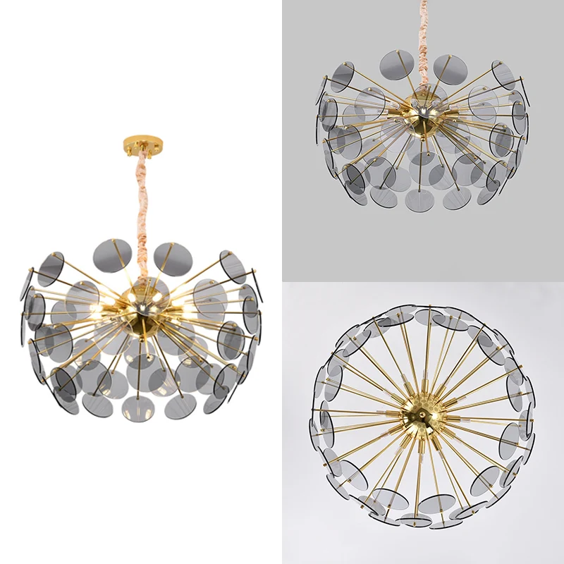 Noordse Sputnik kroonluchter hanglamp acryl LED hangende hanglamp rookgrijs Clearhalo