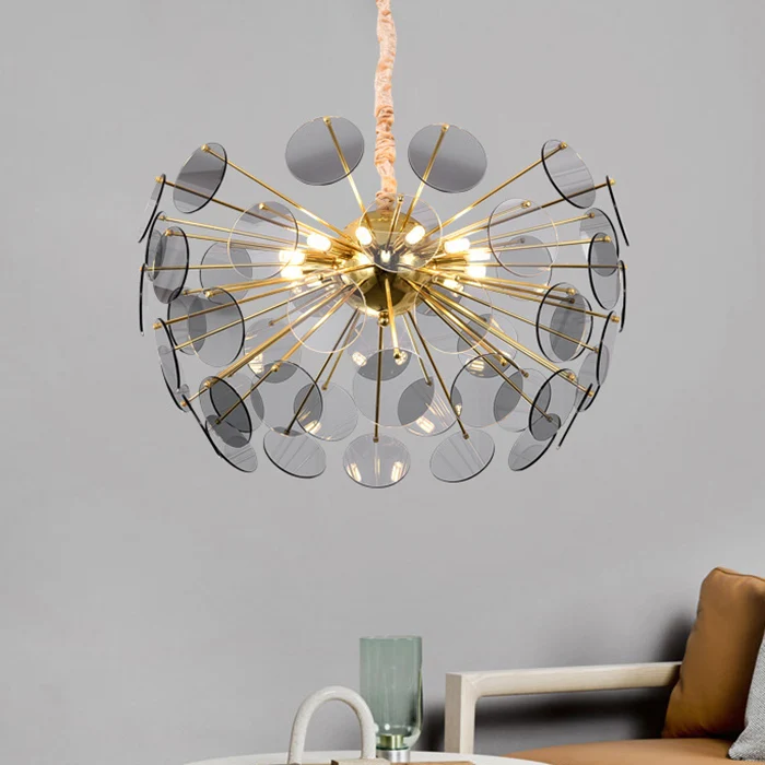 Noordse Sputnik kroonluchter hanglamp acryl LED hangende hanglamp rookgrijs Clearhalo