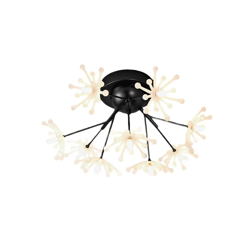 Noordse vuurwerkvorm semi-gemonteerde verlichting metallic 9-lichts slaapkamer LED-inbouwlamp zwart/goud Clearhalo