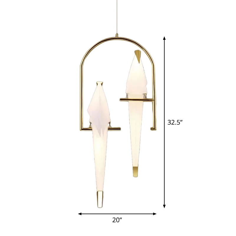 Nordic 1/2/3-lamps plafondlamp wit-goud ronde hanglampenset met kunststof kraankap Clearhalo