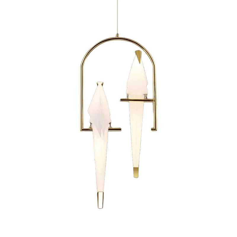 Nordic 1/2/3-lamps plafondlamp wit-goud ronde hanglampenset met kunststof kraankap Clearhalo