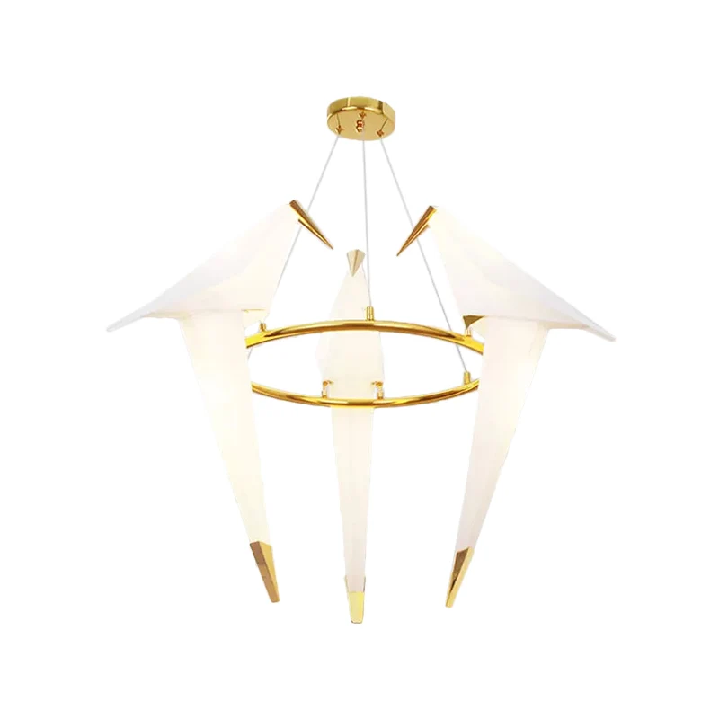 Nordic 1/2/3-lamps plafondlamp wit-goud ronde hanglampenset met kunststof kraankap Clearhalo