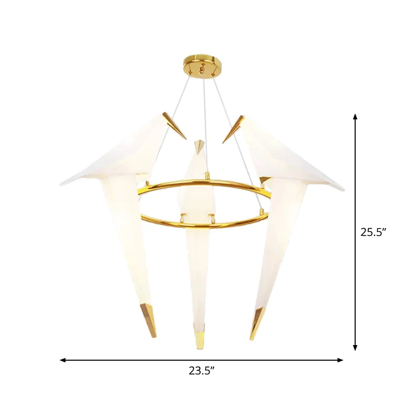 Nordic 1/2/3-lamps plafondlamp wit-goud ronde hanglampenset met kunststof kraankap Clearhalo