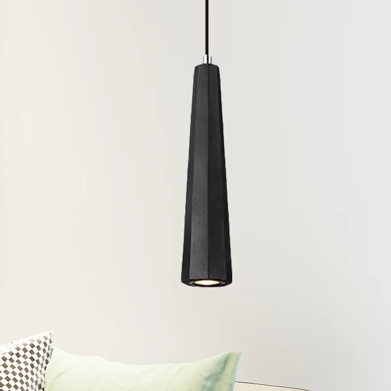 Nordic 1-lichts hanglamp met betonnen kap Zwart/grijs/bruin taps toelopend hangend plafondlicht Clearhalo