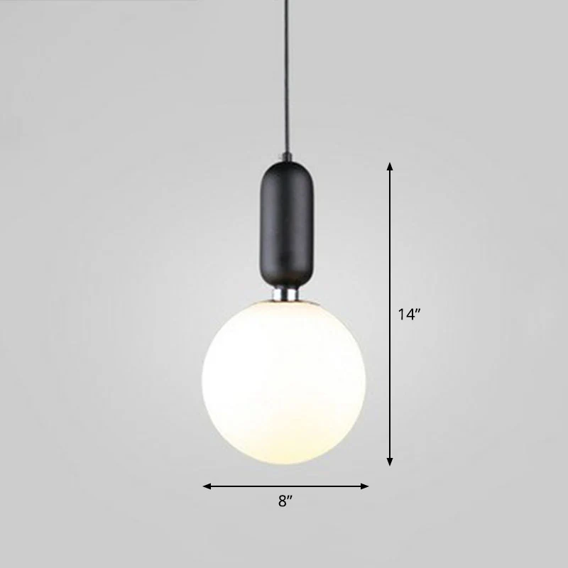 Nordic 1-Light Down Lighting Global hanglamp met opaline glazen kap Clearhalo