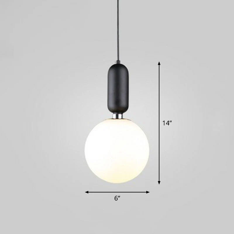 Nordic 1-Light Down Lighting Global hanglamp met opaline glazen kap Clearhalo