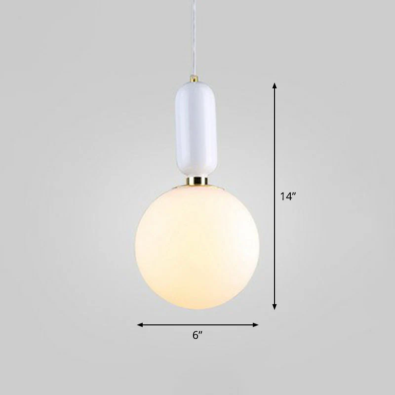 Nordic 1-Light Down Lighting Global hanglamp met opaline glazen kap Clearhalo