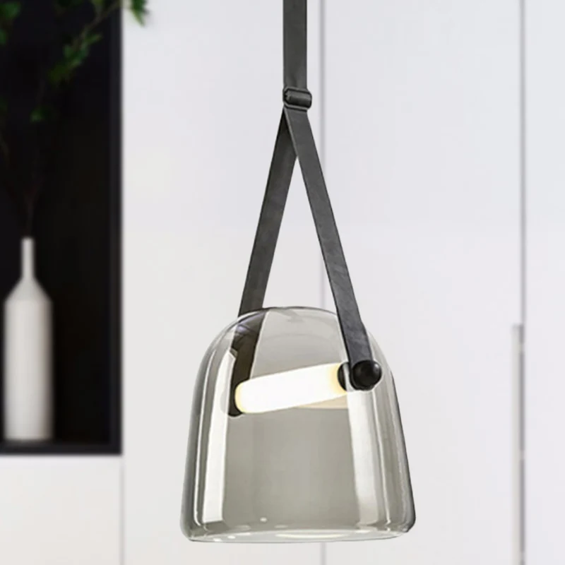 Nordic Bell plafondhanglamp wit/rookgrijs glas 1-lichts woonkamer hanglampset Clearhalo