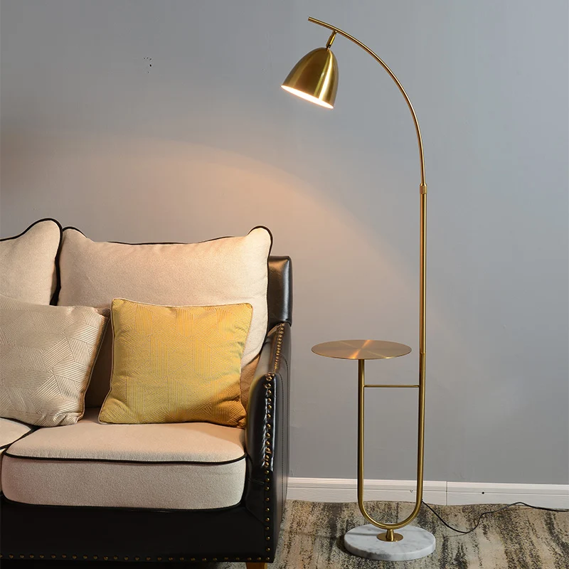 Nordic Bell Shade vloerlamp metallic 1-lamps staande woonkamerlamp met marmeren voet Clearhalo