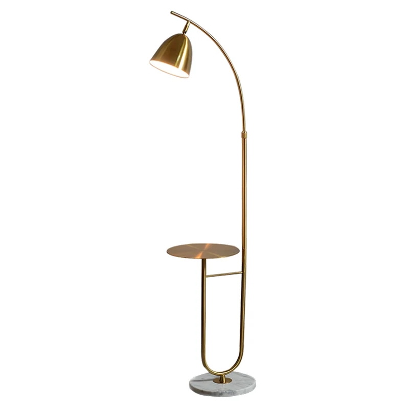 Nordic Bell Shade vloerlamp metallic 1-lamps staande woonkamerlamp met marmeren voet Clearhalo