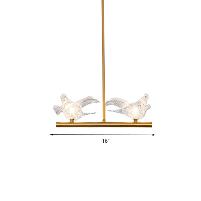 Nordic Bird Kroonluchter Licht Helder Kristal 2/3/4 Lampen Restaurant Downverlichting Hanger goud Clearhalo