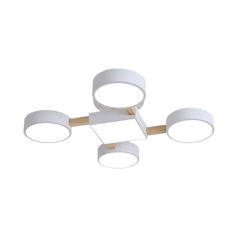 Nordic Branching houten plafondverlichting LED semi-inbouwlamp wit met ronde vierkante kap voor slaapkamer Clearhalo