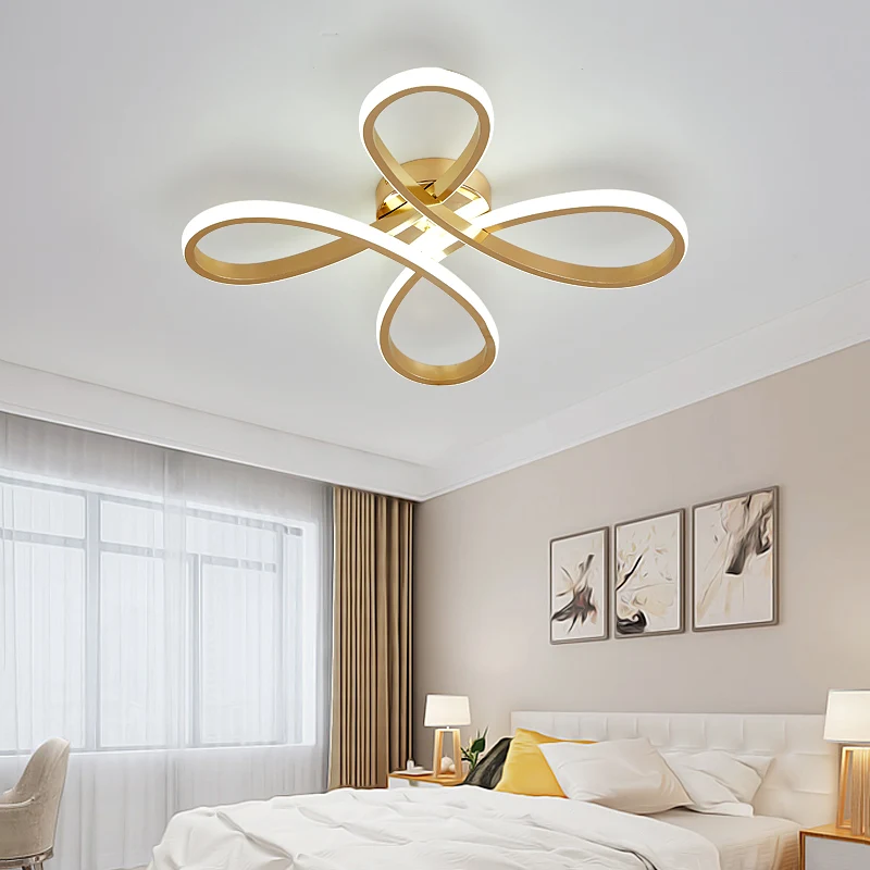 Nordic Clover Inbouwlamp Acryl Goud LED Plafondinbouw voor Slaapkamer Warm/Wit, 21,5"/25,5" Breed Clearhalo