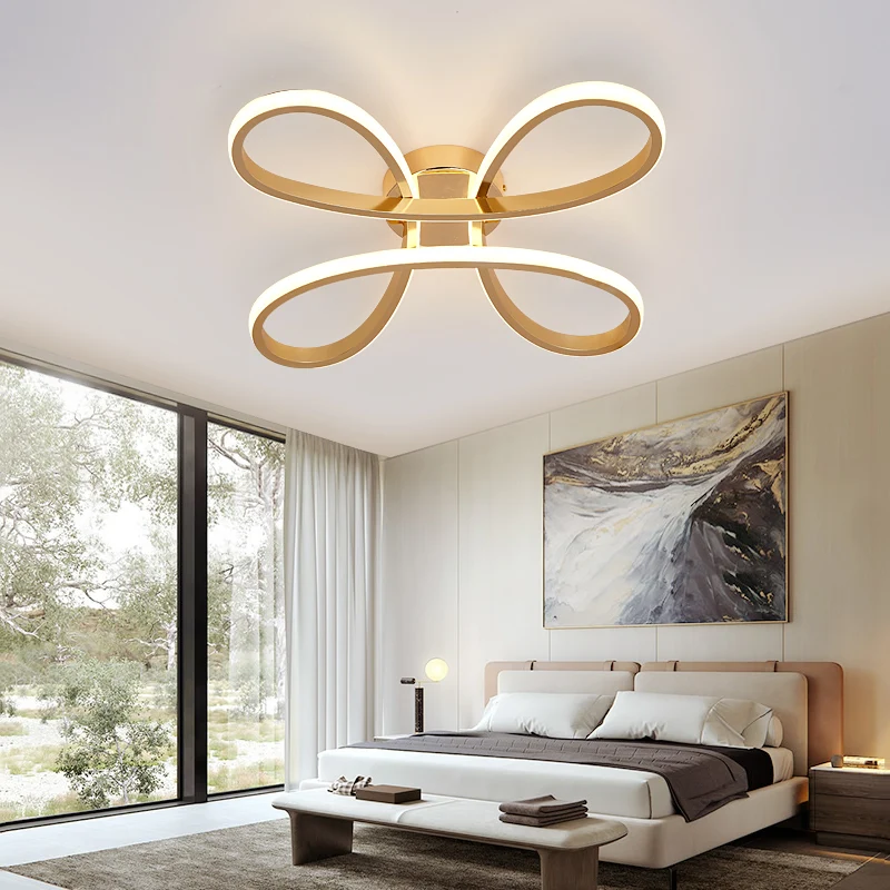 Nordic Clover Inbouwlamp Acryl Goud LED Plafondinbouw voor Slaapkamer Warm/Wit, 21,5"/25,5" Breed Clearhalo