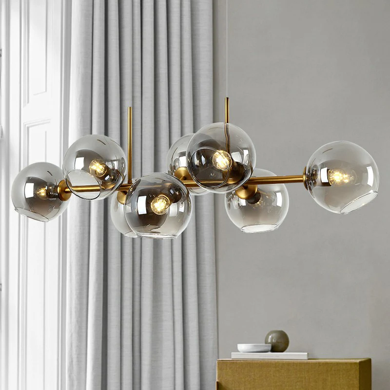 Nordic Dome ophangverlichting Rookgrijs glas 8-koppige eetkamer hangend eilandlicht Clearhalo