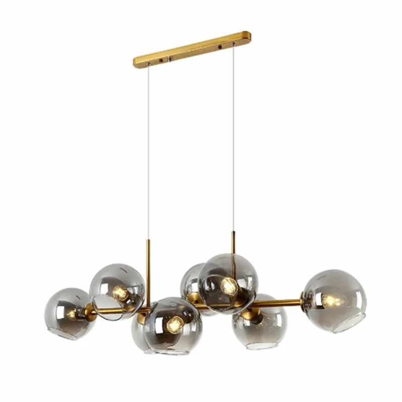 Nordic Dome ophangverlichting Rookgrijs glas 8-koppige eetkamer hangend eilandlicht Clearhalo