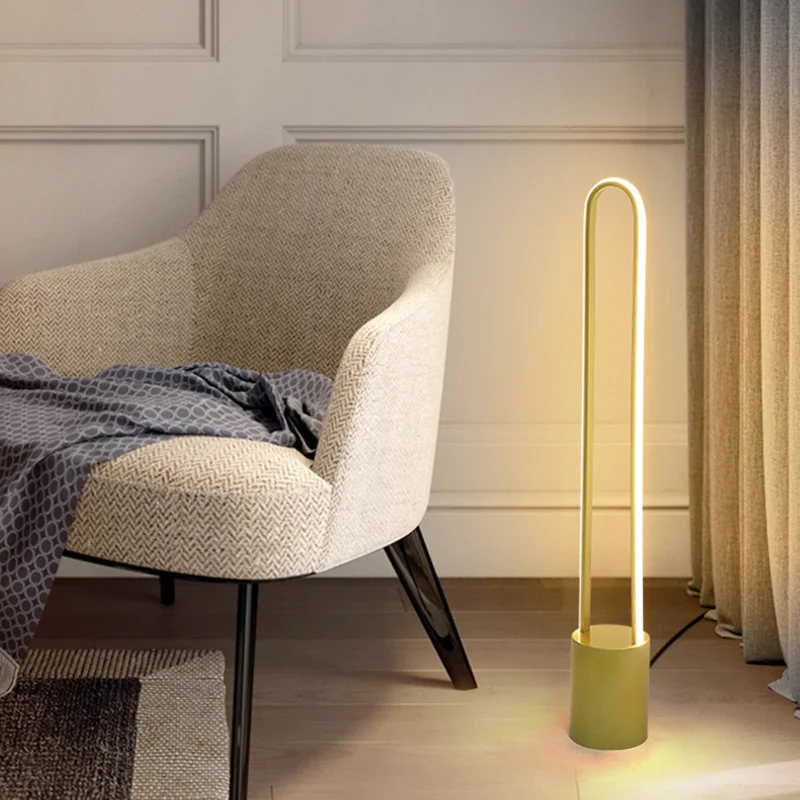 Nordic Ellips Vloerleeslamp Acryl 39"/55" H LED Slaapkamer Staande Licht Goud, Warm/Wit Licht Clearhalo