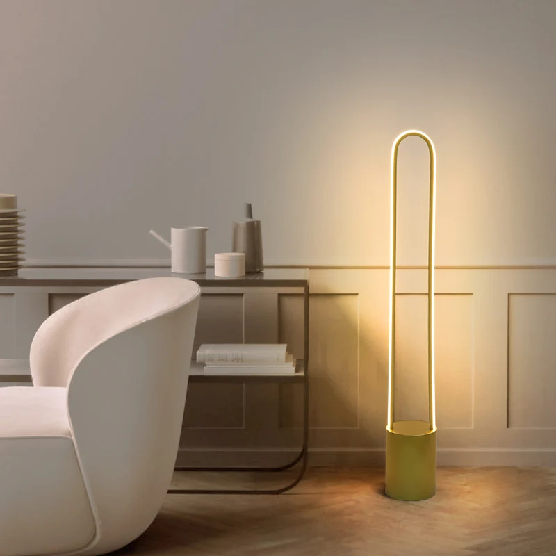 Nordic Ellips Vloerleeslamp Acryl 39"/55" H LED Slaapkamer Staande Licht Goud, Warm/Wit Licht Clearhalo