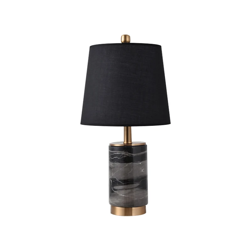Nordic Empire Shade tafellamp stof 1 lamp slaapkamer nachtlampje met marmeren zuil zwart/wit/grijs Clearhalo