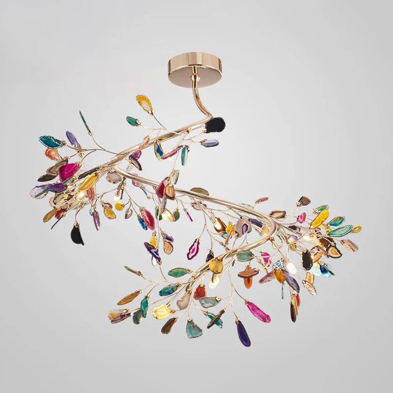 Nordic Firefly kroonluchter hanglamp kleurrijke agaat woonkamer LED hanglamp champagne Clearhalo