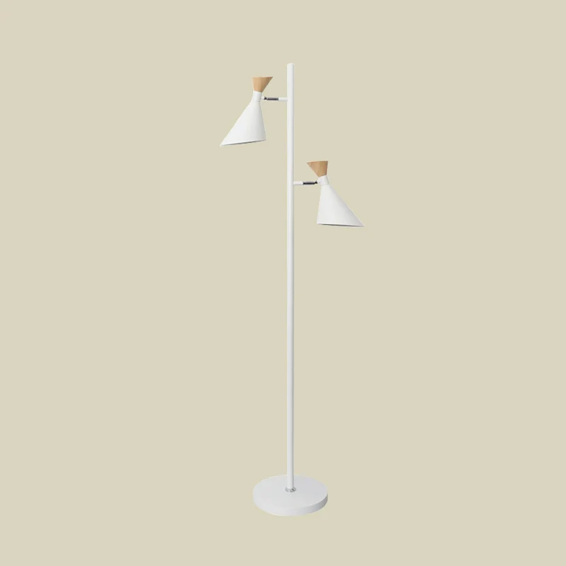 Nordic Flaring Vloerleeslamp Metallic 2/3 Heads Studeerkamer Stand-up Lamp wit Clearhalo