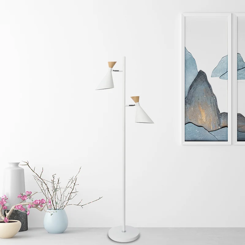 Nordic Flaring Vloerleeslamp Metallic 2/3 Heads Studeerkamer Stand-up Lamp wit Clearhalo