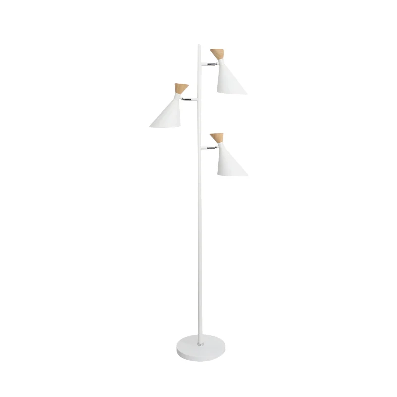 Nordic Flaring Vloerleeslamp Metallic 2/3 Heads Studeerkamer Stand-up Lamp wit Clearhalo