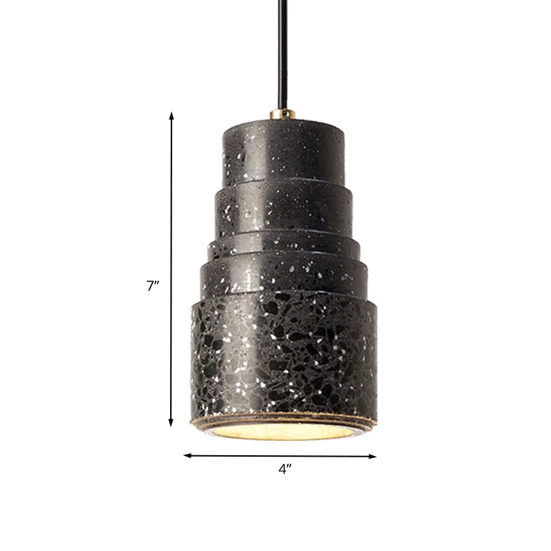 Nordic gelaagde buishangende verlichting Terrazzo 1-lichts nachtkastje hanglamp zwart Clearhalo