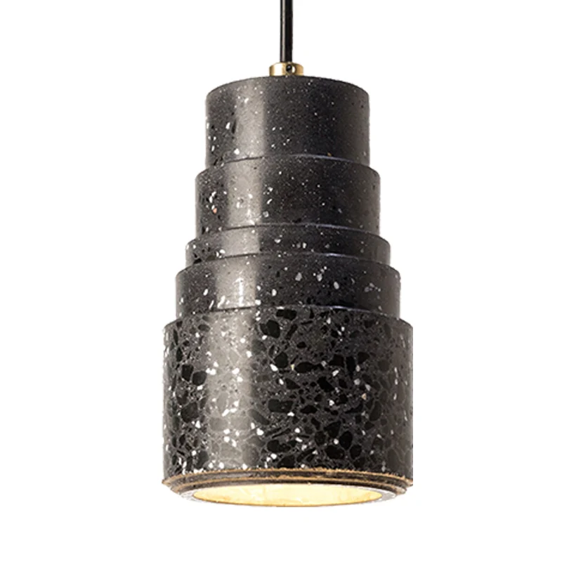 Nordic gelaagde buishangende verlichting Terrazzo 1-lichts nachtkastje hanglamp zwart Clearhalo