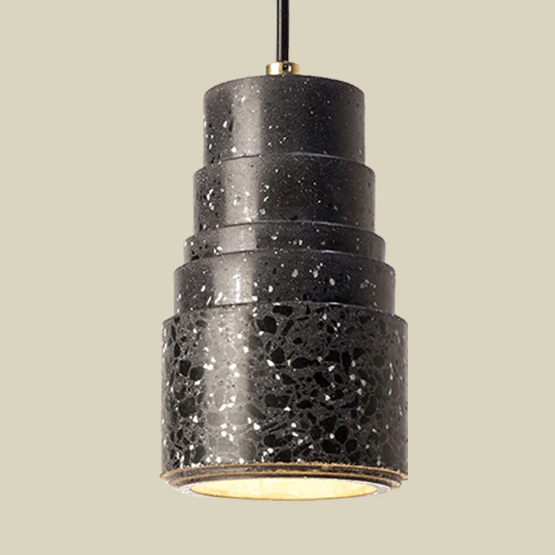 Nordic gelaagde buishangende verlichting Terrazzo 1-lichts nachtkastje hanglamp zwart Clearhalo