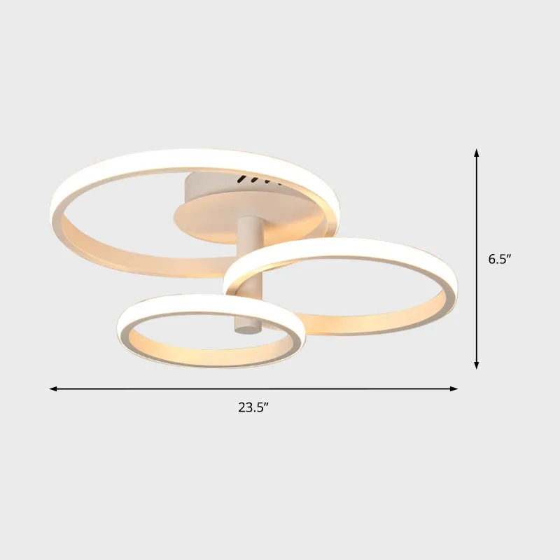 Nordic gestapelde ring inbouw plafondlamp acryl bruin/wit 23,5"/19,5" brede LED slaapkamer plafondmontage licht warm/wit C...
