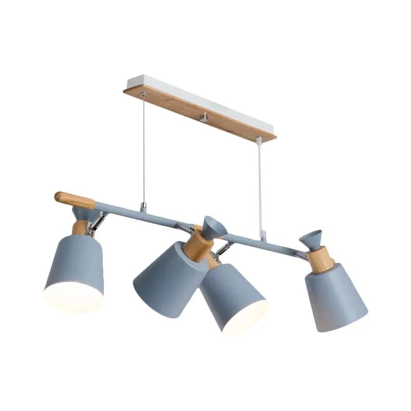 Nordic groen/grijs/wit eilandlamp met taps toelopende kap 4-lichts metalen hanglamp voor keuken-eetkamer Clearhalo